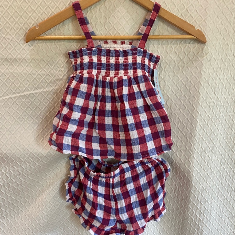 New! Cat & Jack Red/White/Blue Plaid Set. Tank/Shorts. Various sizes Available. - Picture 3 of 7